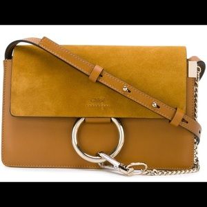 Chloe Small Faye Leather & Suede Bag in Mustard